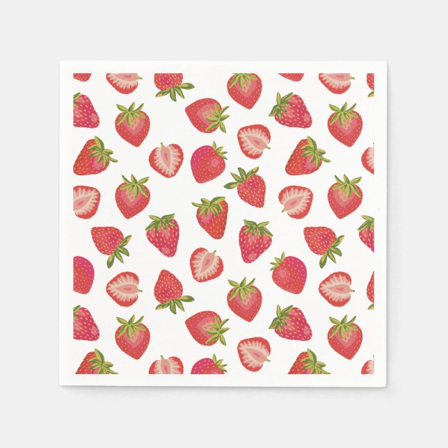 Servilleta De Papel Patrón rojo de fresa de verano (Anverso)