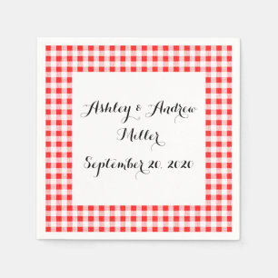 Servilleta De Papel Patrón rojo de Gingham blanco