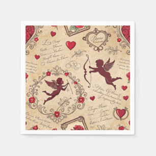 Servilleta De Papel Patrón romántico de Cupido de Vintage (2)