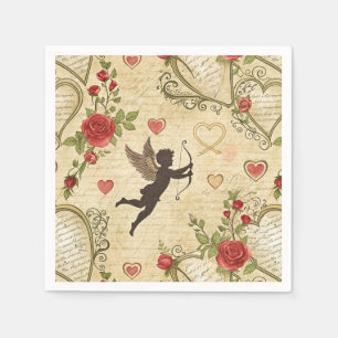 Servilleta De Papel Patrón romántico de Cupido de Vintage (7)