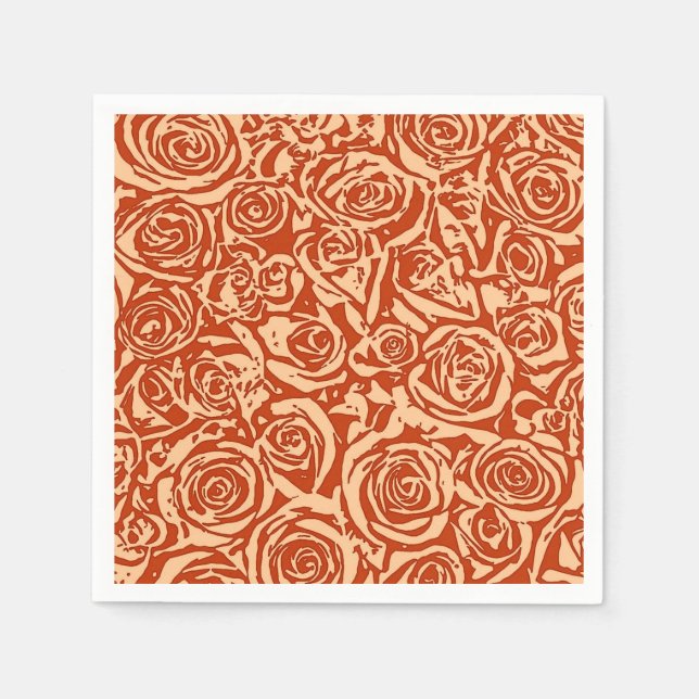 Servilleta De Papel Patrón Rosa abstracto moderno, Naranja mandarín (Anverso)