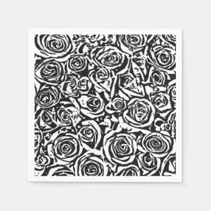 Servilleta De Papel Patrón Rosa abstracto moderno, negro y blanco