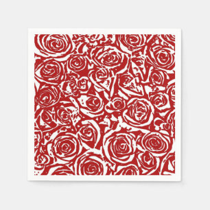 Servilleta De Papel Patrón Rosa abstracto moderno, rojo oscuro y blanc