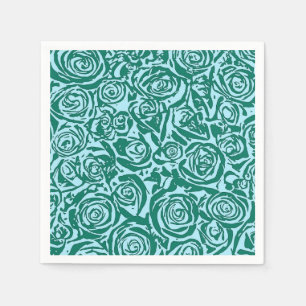Servilleta De Papel Patrón Rosa abstracto moderno, Verde azulado y Aqu