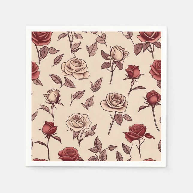 Servilleta De Papel Patrón Rosa Rústico (Anverso)