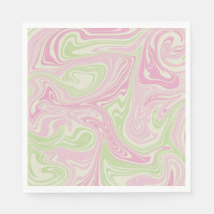 Servilleta De Papel Patrón rosa Verde De Swirl Líquido