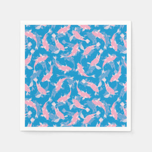 Servilleta De Papel Patrón rosa y azul - Koi Fish