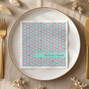 Servilleta De Papel Patrón rosa y azul turquesa sencillamente, Aqiqah