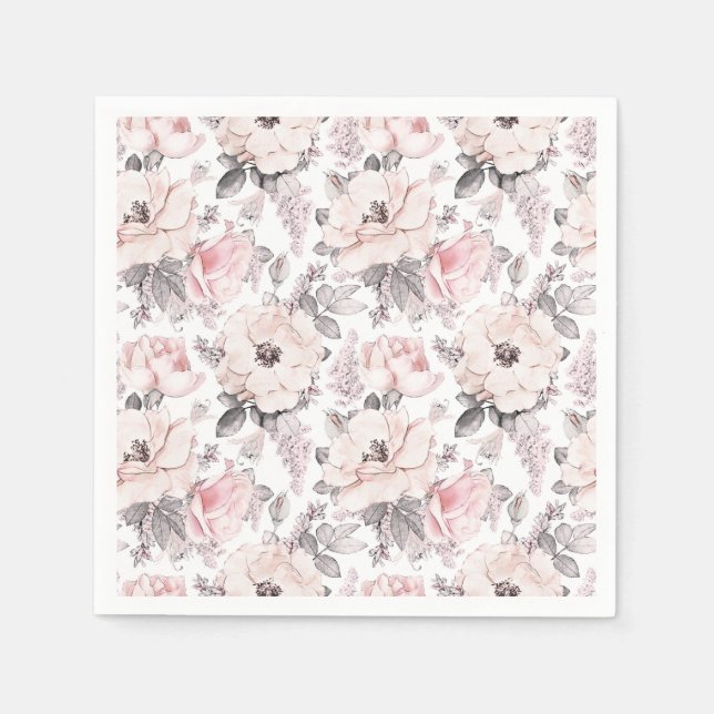 Servilleta De Papel Patrón rosa y gris clásico (Anverso)