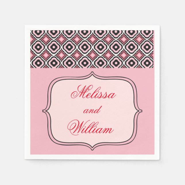 Servilleta De Papel Patrón rosa y negro (Anverso)