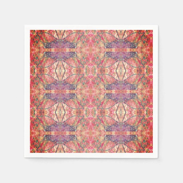 Servilleta De Papel Patrón rosa y púrpura (Anverso)