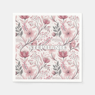 Servilleta De Papel Patrón Sakura de flores de cerezo rosa en blanco (