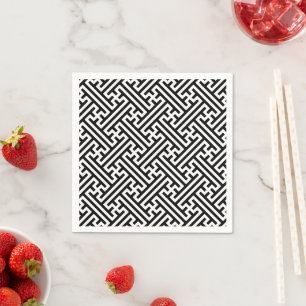 Servilleta De Papel Patrón Sayagata, japonés, negro y blanco