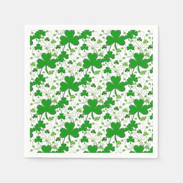 Servilleta De Papel Patrón Shamrock irlandés (Anverso)