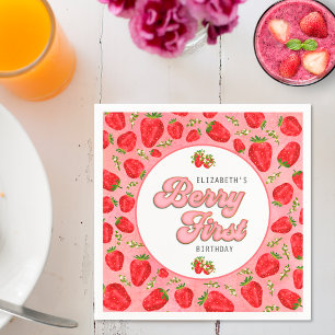 Servilleta De Papel Patrón Simple de Fresa Roja Floral Fruta Primero