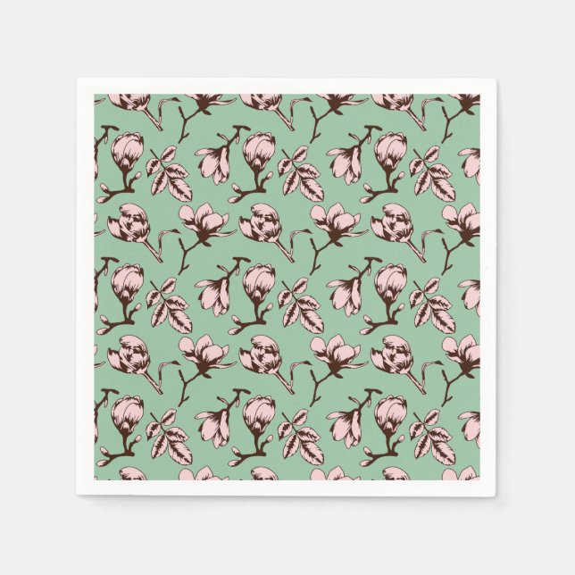 Servilleta De Papel Patrón sin foco con brotes de flores de los árbole (Anverso)