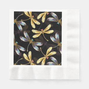 Servilleta De Papel Patrón sin foco con Dragonflies dorados