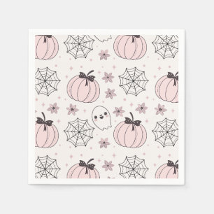 Servilleta De Papel Patrón sin foco de Halloween rosa Pastel