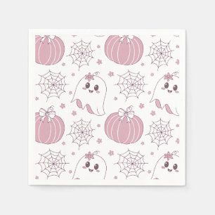 Servilleta De Papel Patrón sin foco de Halloween rosa pastel (3)