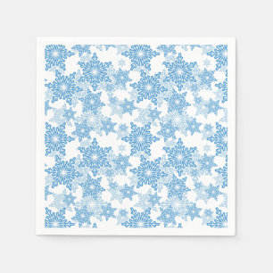 Servilleta De Papel Patrón sin foco del copo de nieve blanco y azul