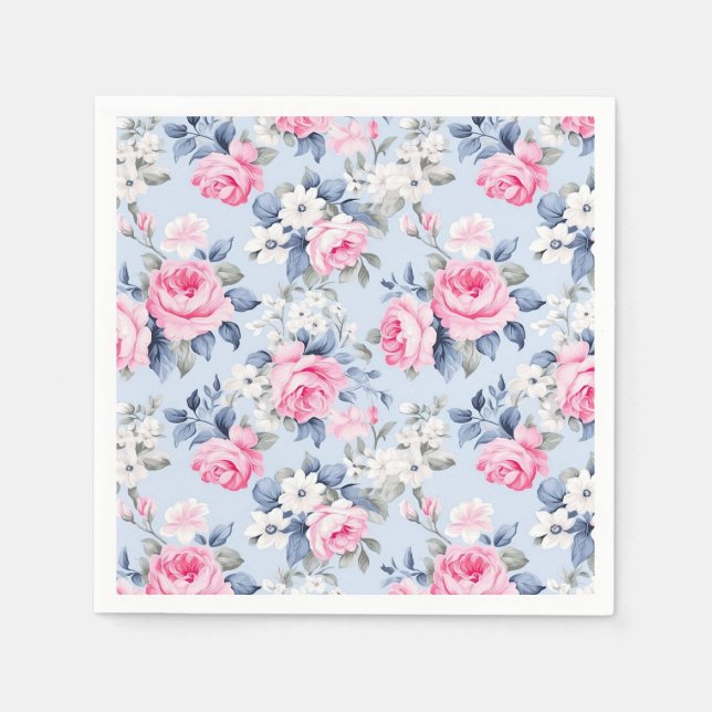 Servilleta De Papel Patrón sin problemas de las rosas rosadas chic de  (Anverso)