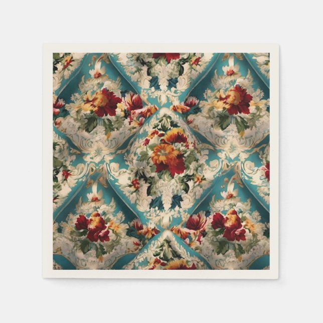 Servilleta De Papel Patrón sinusal floral italiano (Anverso)