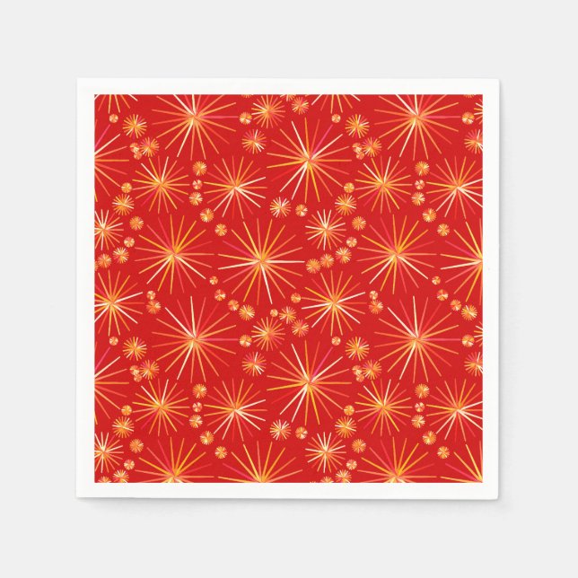 Servilleta De Papel Patrón sputnik de mediados de siglo, rojo profundo (Anverso)