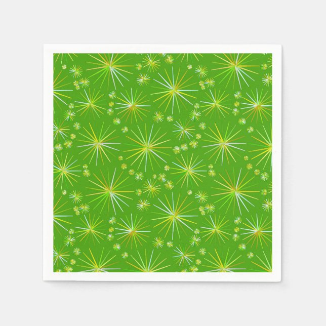 Servilleta De Papel Patrón sputnik de mediados de siglo, verde oliva (Anverso)