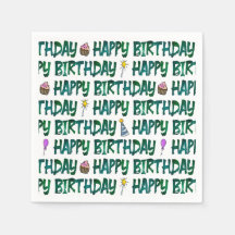 Patrón tipográfico verde de feliz cumpleaños