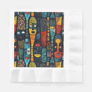 Servilleta De Papel Patrón tribal africano con ídolos.