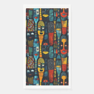 Servilleta De Papel Patrón tribal africano con ídolos.