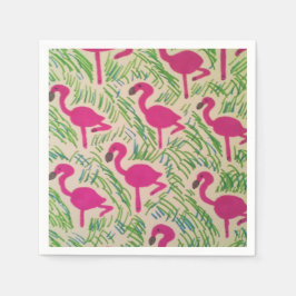 Servilleta De Papel Patrón tropical de flamencos rosados