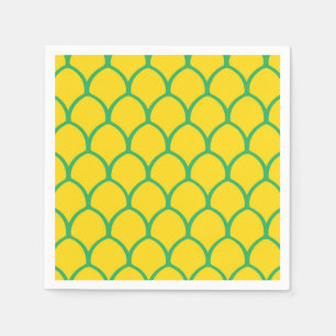 Servilleta De Papel Patrón Tropical de Piña en Verde y Amarillo