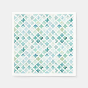 Servilleta De Papel Patrón turquesa pintado a mano