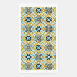 Servilleta De Papel Patrón verde azulado, Turquesa, Amarillo y Gemston