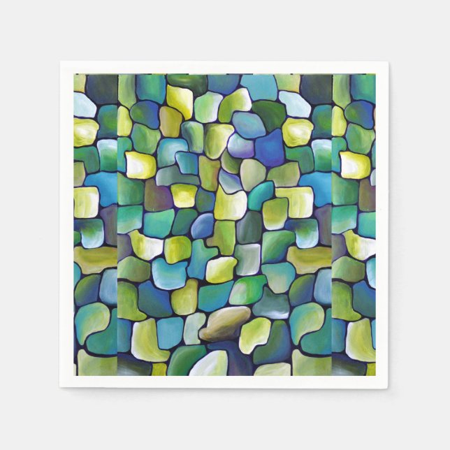 Servilleta De Papel Patrón verde contemporáneo (Anverso)