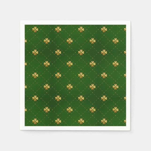 Servilleta De Papel Patrón verde dorado (Anverso)