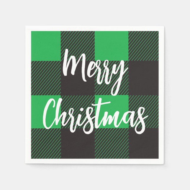 Servilleta De Papel Patrón verde plastificado Feliz Navidad (Anverso)