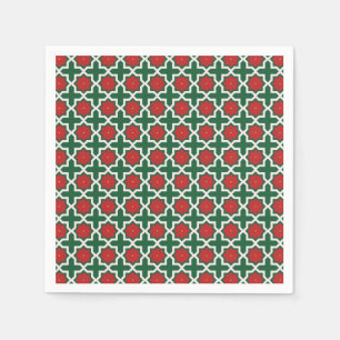 Servilleta De Papel Patrón verde rojo y blanco de Navidad
