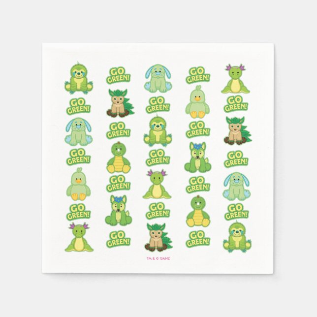 Servilleta De Papel Patrón verde Webkinz Go (Anverso)