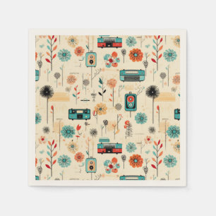 Servilleta De Papel Patrón Vintage de Floral y cámara (2)