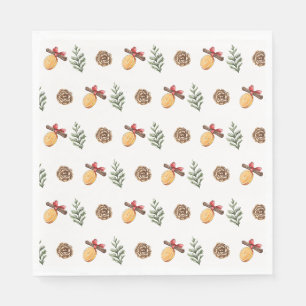 Servilleta De Papel Patrón vintage de Navidad de invierno en acuarela