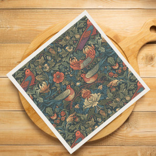 Servilleta De Papel Patrón Vintage Floral Hojas Pájaros William Morris