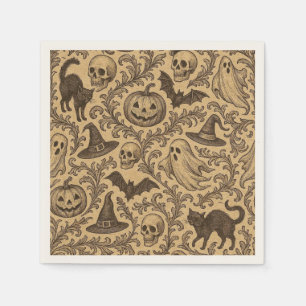 Servilleta De Papel Patrón vintage victoriano de Halloween con fantasm