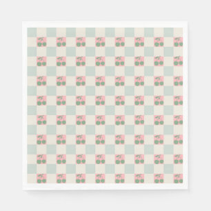 Servilleta De Papel Patrón Y2K de cerezo estético verde rosado