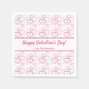 Servilleta De Papel Patrón y texto de formas de corazón rosado - El dí