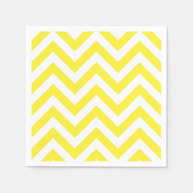 Servilleta De Papel Patrón ZigZag Chevron grande amarillo y blanco (Anverso)