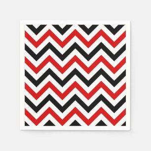 Servilleta De Papel Patrón ZigZag de Chevron grande rojo, blanco y neg
