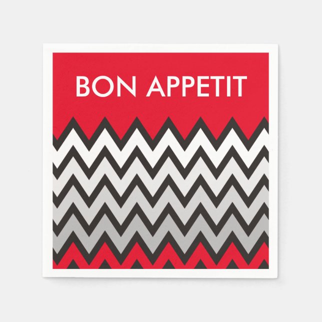 Servilleta De Papel Patrón ZIGZAG - gris blanco negro + tu idea (Anverso)
