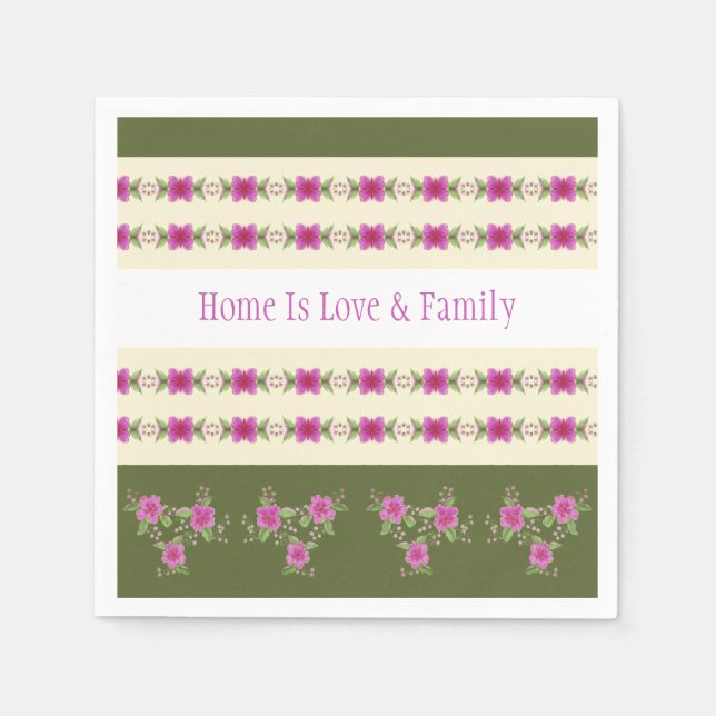 Servilleta De Papel Patronato De Flores Rosa (Anverso)